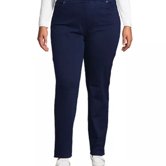 NWT!  Lands End Dark Blue Denim Jeans - Picture 1 of 6